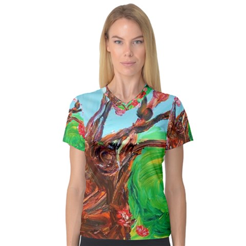 Coral Tree Blooming V-neck Sport Mesh Tee by bestdesignintheworld