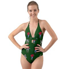 Drake Ugly Holiday Christmas Halter Cut-Out One Piece Swimsuit