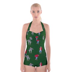 Drake Ugly Holiday Christmas Boyleg Halter Swimsuit 