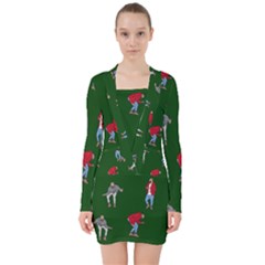 Drake Ugly Holiday Christmas V-neck Bodycon Long Sleeve Dress