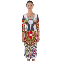 Imperial Coat Of Arms Of Austria-hungary  Quarter Sleeve Midi Bodycon Dress by abbeyz71