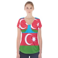 Roundel Of Azerbaijan Air Force Short Sleeve Front Detail Top by abbeyz71