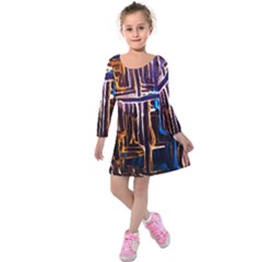 Ceramics Of Ancient Land 9 Kids  Long Sleeve Velvet Dress by bestdesignintheworld