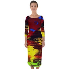 Balboa   Islnd On A Snd 5 Quarter Sleeve Midi Bodycon Dress by bestdesignintheworld