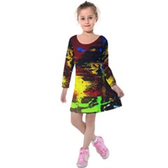 Balboa   Island On A Sand 11 Kids  Long Sleeve Velvet Dress by bestdesignintheworld