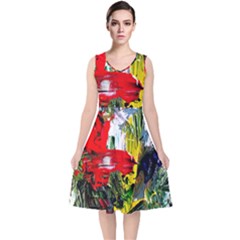 Bow Of Scorpio Before A Butterfly 2 V-neck Midi Sleeveless Dress 