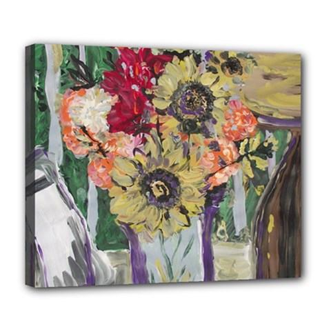 Sunflowers And Lamp Deluxe Canvas 24  X 20   by bestdesignintheworld