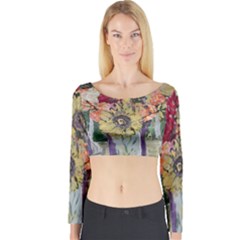 Sunflowers And Lamp Long Sleeve Crop Top by bestdesignintheworld