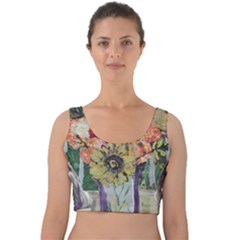 Sunflowers And Lamp Velvet Crop Top by bestdesignintheworld