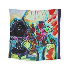 Still Life With Two Lamps Square Tapestry (small)