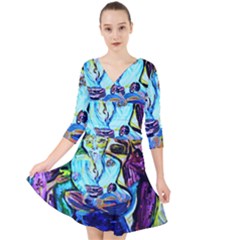 Old Light And New Light Quarter Sleeve Front Wrap Dress