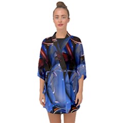 Spheres With Horns 3d Half Sleeve Chiffon Kimono by Sapixe