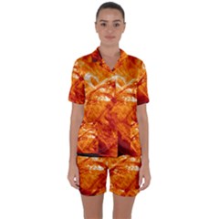 Spectacular Solar Prominence Satin Short Sleeve Pyjamas Set by Sapixe