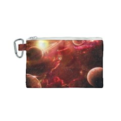 Space Red Canvas Cosmetic Bag (small)