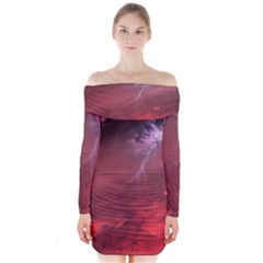 Storm Clouds And Rain Molten Iron May Be Common Occurrences Of Failed Stars Known As Brown Dwarfs Long Sleeve Off Shoulder Dress by Sapixe