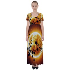 Sun Man High Waist Short Sleeve Maxi Dress