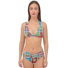 Tiles Pattern Background Colorful Double Strap Halter Bikini Set by Sapixe