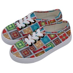 Tiles Pattern Background Colorful Kids  Classic Low Top Sneakers by Sapixe