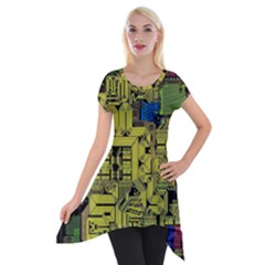 Technology Circuit Board Short Sleeve Side Drop Tunic