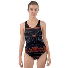 Traditional Northwest Coast Native Art Cut-out Back One Piece Swimsuit