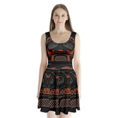 Traditional Northwest Coast Native Art Split Back Mini Dress  by Sapixe