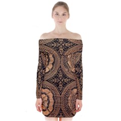 The Art Of Batik Printing Long Sleeve Off Shoulder Dress by Sapixe