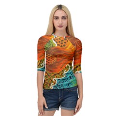 The Beautiful Of Art Indonesian Batik Pattern Quarter Sleeve Raglan Tee