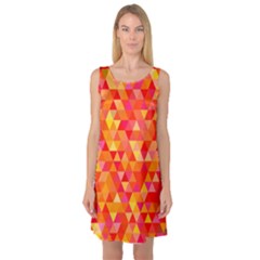 Triangle Tile Mosaic Pattern Sleeveless Satin Nightdress by Sapixe