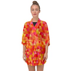 Triangle Tile Mosaic Pattern Half Sleeve Chiffon Kimono