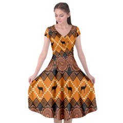 Traditiona  Patterns And African Patterns Cap Sleeve Wrap Front Dress