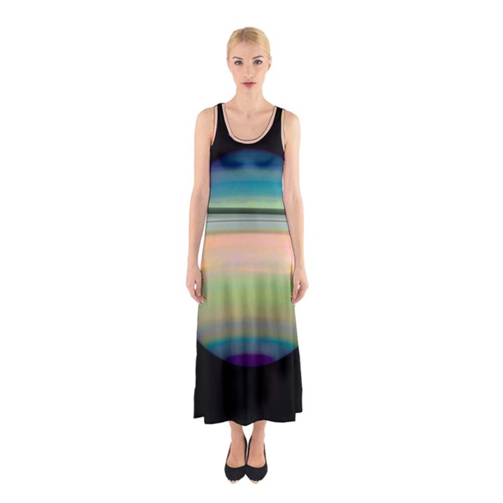 True Color Variety Of The Planet Saturn Sleeveless Maxi Dress