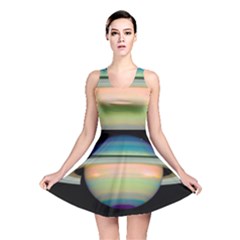 True Color Variety Of The Planet Saturn Reversible Skater Dress