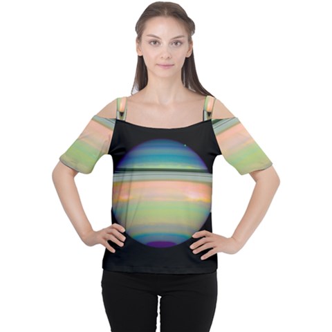 True Color Variety Of The Planet Saturn Cutout Shoulder Tee by Sapixe