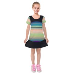 True Color Variety Of The Planet Saturn Kids  Short Sleeve Velvet Dress