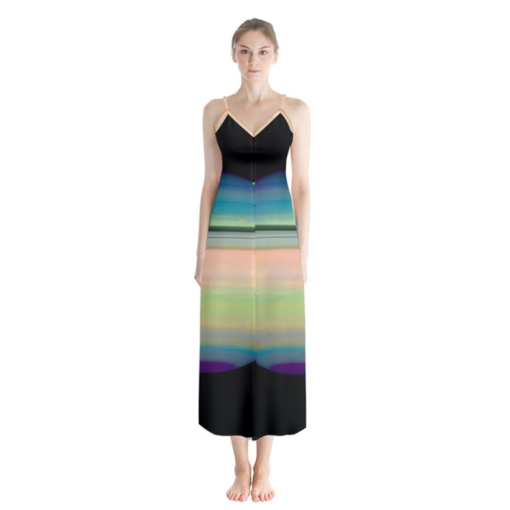 True Color Variety Of The Planet Saturn Button Up Chiffon Maxi Dress