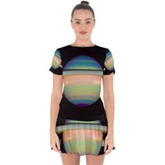 True Color Variety Of The Planet Saturn Drop Hem Mini Chiffon Dress
