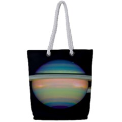 True Color Variety Of The Planet Saturn Full Print Rope Handle Tote (Small)