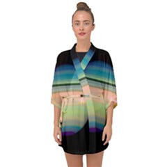True Color Variety Of The Planet Saturn Half Sleeve Chiffon Kimono