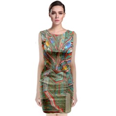 Traditional Korean Painted Paterns Classic Sleeveless Midi Dress by Sapixe