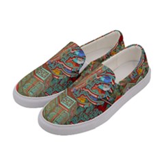 Traditional Korean Painted Paterns Women s Canvas Slip Ons by Sapixe