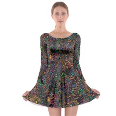Trees Internet Multicolor Psychedelic Reddit Detailed Colors Long Sleeve Skater Dress by Sapixe