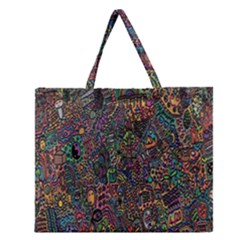 Trees Internet Multicolor Psychedelic Reddit Detailed Colors Zipper Large Tote Bag