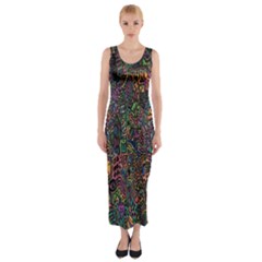 Trees Internet Multicolor Psychedelic Reddit Detailed Colors Fitted Maxi Dress
