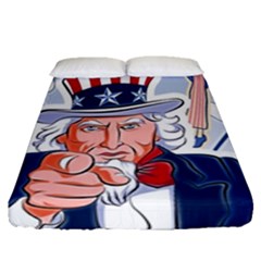 United States Of America Celebration Of Independence Day Uncle Sam Fitted Sheet (queen Size)