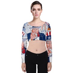 United States Of America Celebration Of Independence Day Uncle Sam Velvet Crop Top by Sapixe