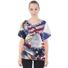 United States Of America Images Independence Day V-neck Dolman Drape Top