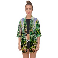 plant in the room  Open Front Chiffon Kimono