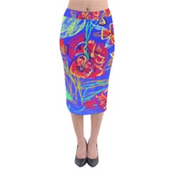 Dscf1376 -red Poppies Velvet Midi Pencil Skirt by bestdesignintheworld