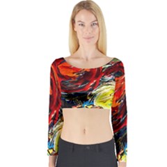 Dscf2280 -red Sun In The Mountain Long Sleeve Crop Top by bestdesignintheworld