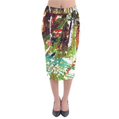 April -    Birds Of Paradise Velvet Midi Pencil Skirt by bestdesignintheworld